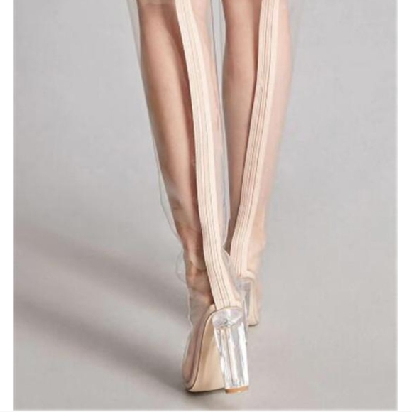 Nasty Gal Cape Robbin Clear Kim K Over the Knee Boots - Picture 4 of 8